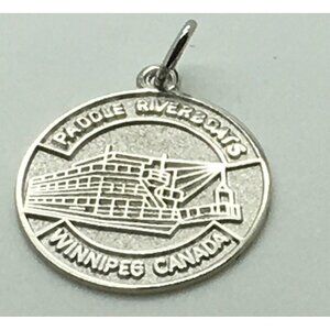 Paddle Riverboats Winnipeg Manitoba Canada Sterling Silver Charm Disk Canadian